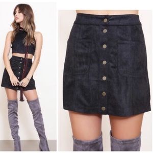 Corduroy Black Mini Skirt